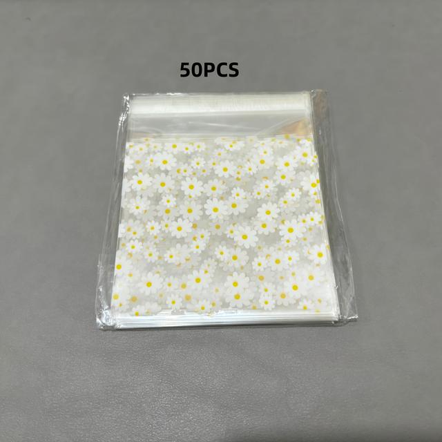 TEMU Bolsas autoadhesivas de plástico OPP con estampado de margaritas pequeñas de 10*13CM para embalaje, complementos y regalos, disponibles en paquetes de 50/100 unidades