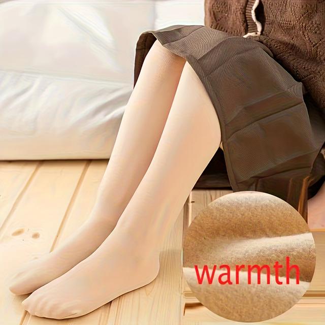 TEMU 1 Stück Mädchen Micro-Kompressionsstrumpfhose Fleece-gefütterte Winter Legs Leggings Weiße Strumpfhose Verdickte Herbst Winter