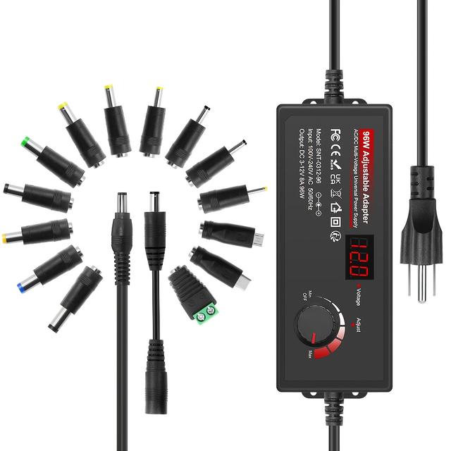 TEMU Alitove Ac Adapter 96w Universal Ower Adapter 4v 4.5v 5v 6v 7v 8v 9v 10v 12v Adjustable Power Supply 100v-240v Ac To 3v - 12v 8a Converter Transformer With 14 Tips And Polarity Converter-