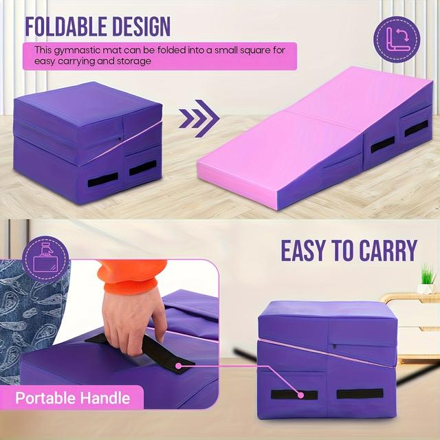 TEMU 1 faltbare Trainingsmatte mit rutschfester PU-Oberfläche Griff