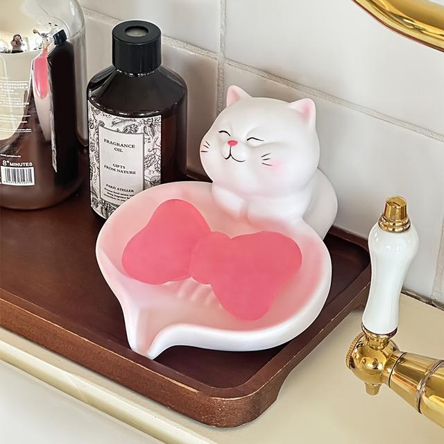 TEMU 1pc/ Cat Soap Dish With Drainage For Bathroom Sink, Cute Soap Holder For Home Use