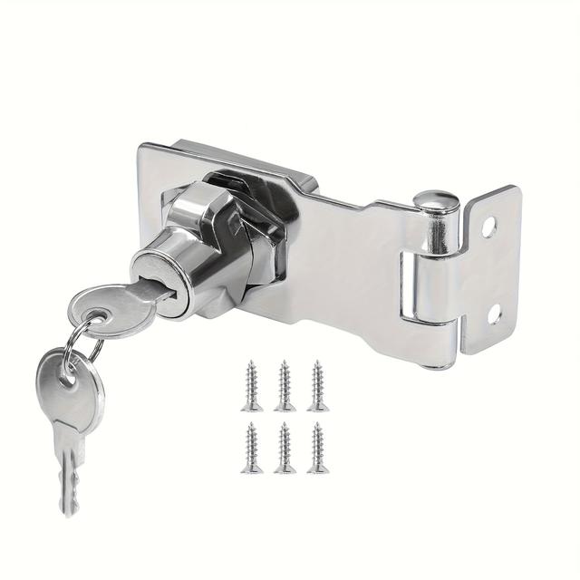 TEMU 1세트 키드 하스프 자물쇠, 헤비듀티 2-in-1 홈 하드웨어 보안 자물쇠 (키락 & 데드볼트) - 90도 회전 잠금 메커니즘, 금속/목재 캐비닛, 책상, 옷장, 서랍, 공구함, 우편함, 사무실, 차고 자물쇠용 쉬운 설치