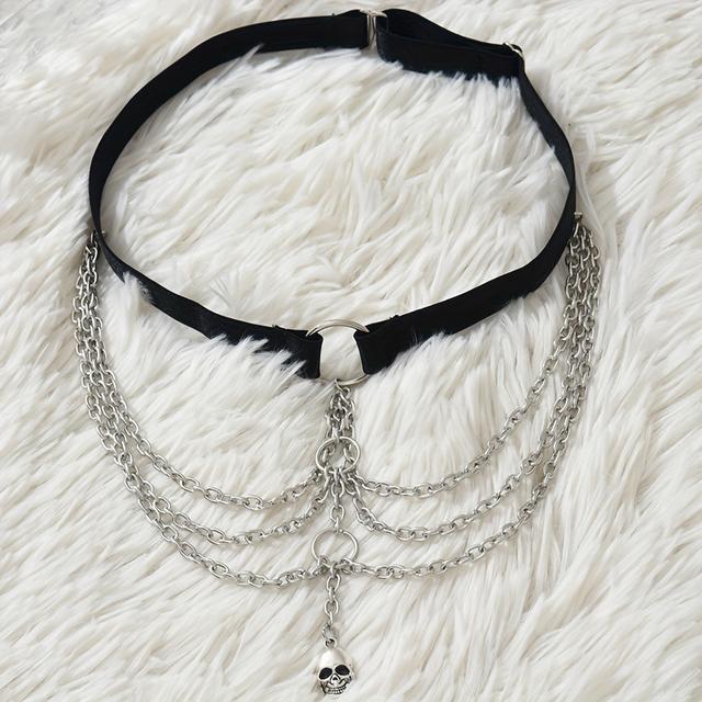 TEMU Liguero de Muslo con Borla de Calavera a - Anillo Elástico Ajustable para Pierna para Disfraz de Halloween, Accesorio de Vestimenta de Baile