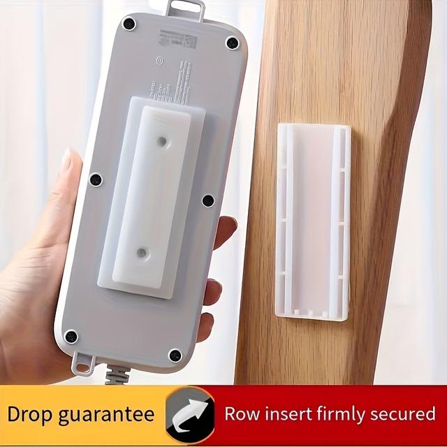 TEMU Wall-mounted Power Strip Holder, 1-pack, Plastic Socket Organizer With Cable Management For Home Organization, Utility Hooks