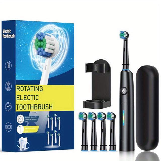 TEMU Un cepillo de dientes eléctrico recargable para adultos, con un de limpieza completamente inteligente, cerdas suaves de limpieza profunda y carga USB, lo que lo convierte en un regalo para , o .