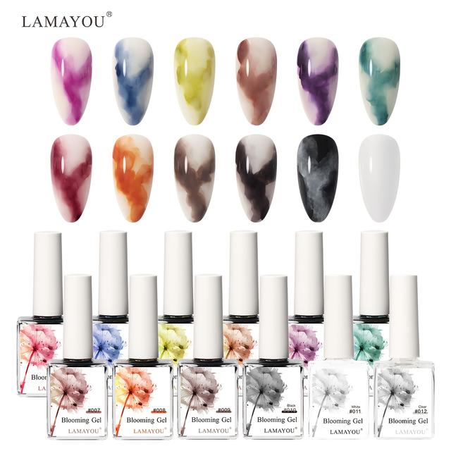 TEMU LAMAYOU Esmalte de Uñas en Gel Mármol, 12 Botellas de Esmalte de Uñas en Gel Mármol, de Uñas Mármol para Diseño de Uñas en Casa DIY Salón de Uñas, 15ml/