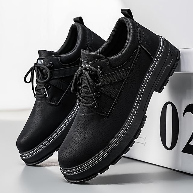 TEMU Loeikan Low-top Men's Versatile Derby Boots For , Weddings, And Parties, Trendy And Stylish With Thick Soles For Casual Sports