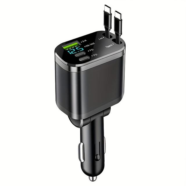 TEMU Car Multi- Charger: 120w Ultra-fast, Low-temperature Charging. Universal For Vehicles, Safe & Fast For Usb- - Modern Compact Car Charger, Compatible With Iphone 17, Ipad & More.