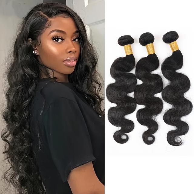 TEMU 3 Paquetes de Cabello Humano Brasileño Onda Cuerpo 12A Extensiones de Cabello Virgen 3 Paquetes de Cabello Onda Cuerpo Extensiones de Cabello Remy Virgen para Mujeres Fiestas Halloween