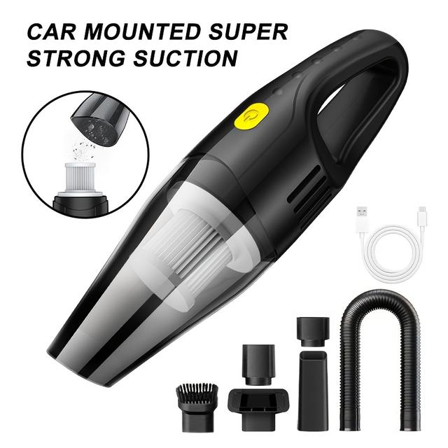 TEMU Wireless Handheld Vacuum Cleaner—strong Suction, Portable Rechargeable Car Vacuum For Home & , Usb-c Mini Vacuum With 9 Accessories, Lightweight Cordless Dust For Pet Hair, Car Interior Cleaning