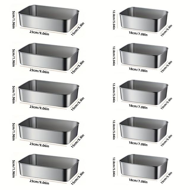 TEMU 10pcs Set Of Medium/large Stainless Steel Food Storage Containers With Transparent Lids - Leakproof, Stackable, Suitable For , Meat, Fruits, Vegetables - Versatile Kitchen Organizer