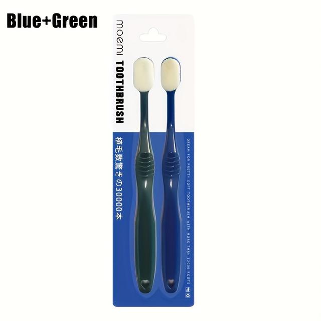 TEMU Sada 2 ks Japonská Nano zubní kartáček | Přes 30 000 ultra jemných měkkých štětečků s vysokou hustotou, ABS plastová tyč, plnobarevný, měkká tvrdost