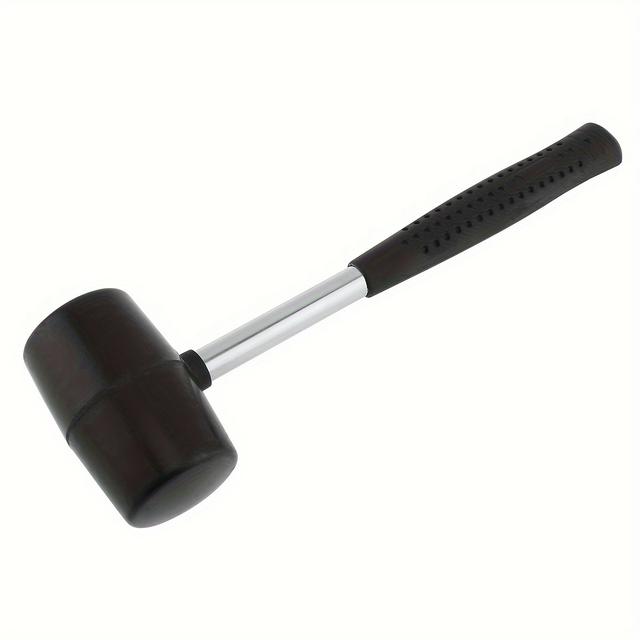 TEMU Non-elastic Black Rubber Hammer Tile Hammer With Round Head And Non-slip Handle Diy Hand Tool