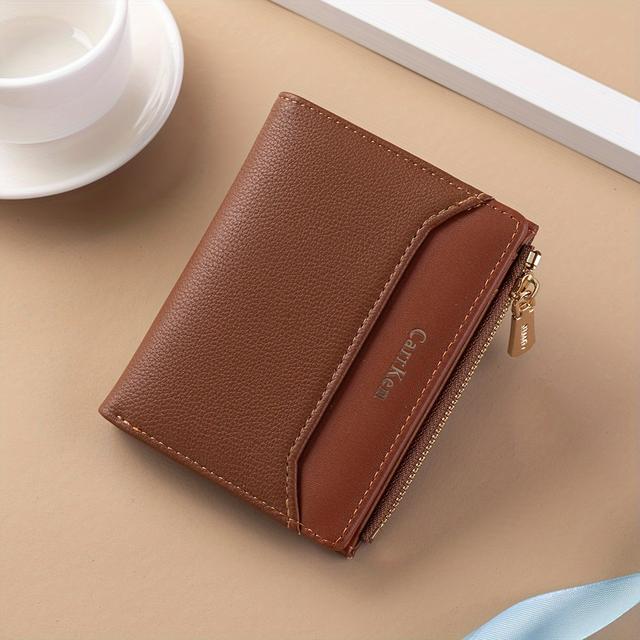 TEMU Women's Short Wallet, Bifold Zipper Coin Purse With Hidden Snap Closure, Casual Fashion Large Capacity Card Holder, Gift For Women