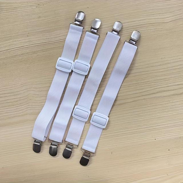 TEMU Set Of 4 Adjustable Bed Sheet Straps - Designed For A Snug Full-size Mattresses, Featuring Clips, Non-slip Secure Fasteners, Ensuring , Durable, And Essential For Long-lasting Household Use