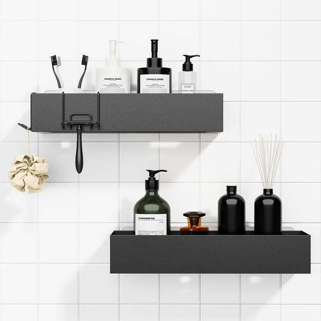 TEMU 2 estantes de ducha sin taladro | Organizador de baño a prueba de , secado rápido, gran capacidad, soporte de champú duradero para ducha, lacado