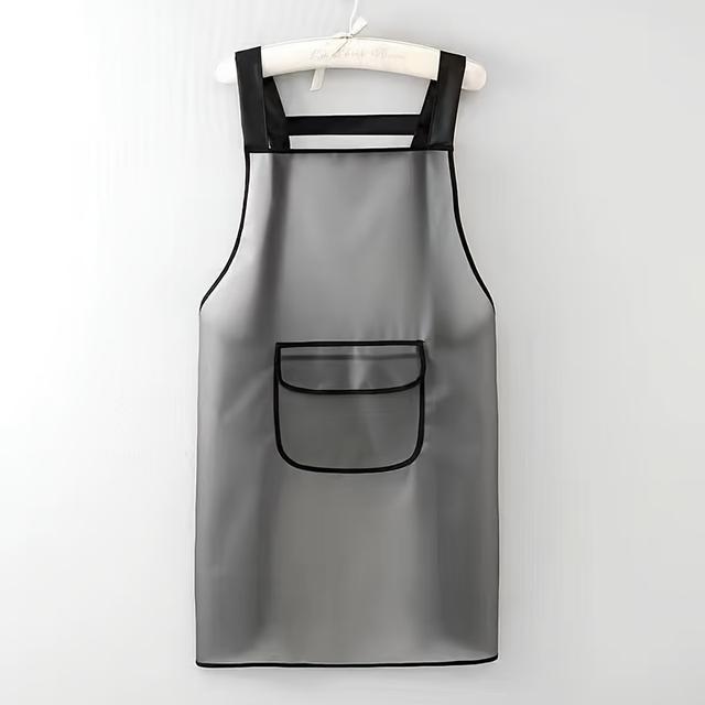 TEMU Durable Polyurethane Kitchen Apron - With Pockets, Knee-length For Men And Women - Cooking, Dining And Seafood Prep