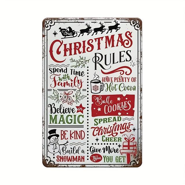TEMU [2d Flat] 1 Piece Of Humorous Christmas Regulations Metal Sign, A Vintage Novelty Plaque For Decorating Your Home, Room, Walls, Bathroom, Bar, Cafe, Garage, Or Farmhouse (12x8 Inches / 30x20 Cm).