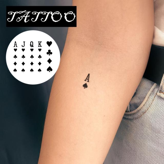TEMU Temporary Tattoo - Poker Card Design, Natural & Realistic Look, Waterproof & Easy To Apply, Lasts 1-2 Weeks, Art Experience