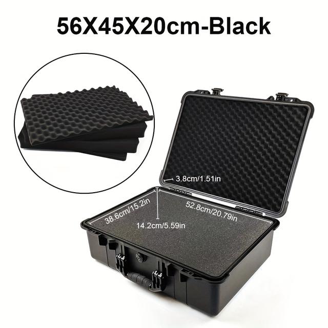 TEMU 1개 대형 플라스틱 공구 상자 (기기 및 측정기용), 휴대용 디지털 장치 안전 케이스, 다기능 디자인의 보관 상자, 고품질 PP/ABS 재질, 압력 및 낙하에 강함, 완벽한 폼 세트 포함