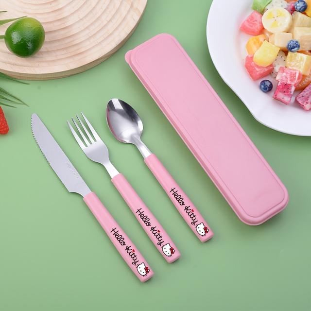 TEMU Authorized Three-piece Tableware Set, With A Storage Box, Made Of Stainless Steel, Features Heat-resistant Handles, Suitable For Home Use, Camping, Gatherings, Parties, And Holiday Gifts