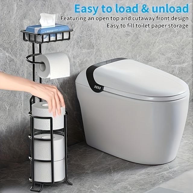 TEMU Black Toilet Paper Holder - Floor Bathroom Tissue Holder - Multiple Roll Holder For Restroom - Freestanding Bathroom Toilet Paper Storage