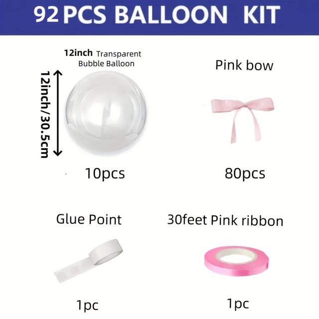 TEMU 10 Transparent With 80 Pink Decorative Additions, Perfect For Romantic Balloon Decorations Suitable For Weddings, Proposals, Anniversaries, Birthday Parties, And Valentine's Day Photo Setups