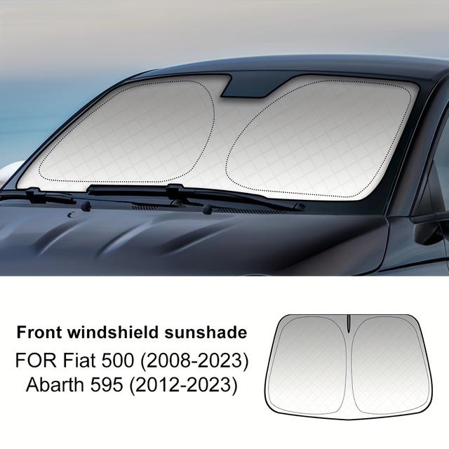 TEMU Is Suitable For Fiat 500 2008-2023 And For Abarth 595 2012-2023 Models Front Windscreen Sunshade That Folded The Product Is A Portable Anti-uv Sunshade And Heat Insulation