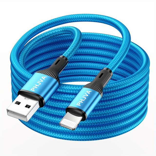 TEMU Usb-a To Lightning Cable, 10-20w Fast Charging, For Iphone 14 13 12 11 Pro Max Xr Xs X 8 7 6 Plus Se - Durable For Daily & Travel Use, Durable Nylon Weave, Free Cable