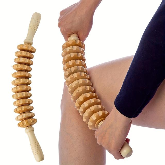 TEMU Handheld Roller Massage Tool For Wood, Designed For, Trigger Points, And Muscle Release - 1pc