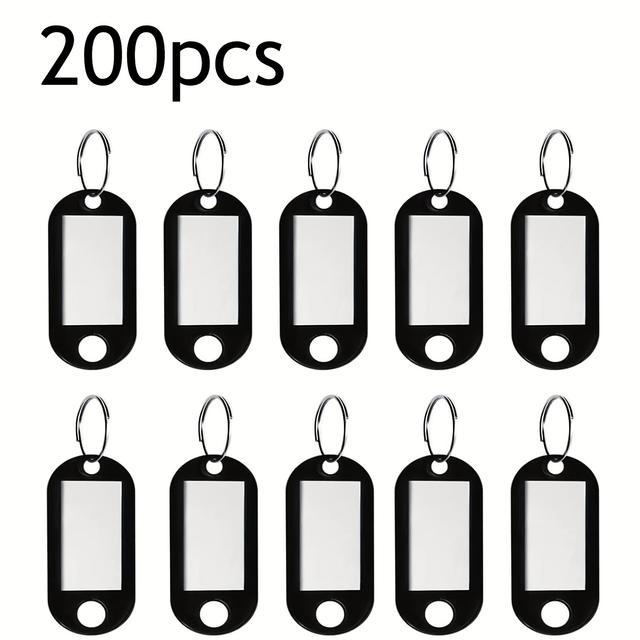 TEMU 200 Pcs Key Ring Tags - Key Tags Plastic Black Assorted Colours Of Key Ring Tags, Identifiers, Name Tags And Labels, Adapt To Usb Drive, Keys, Pets, Bags