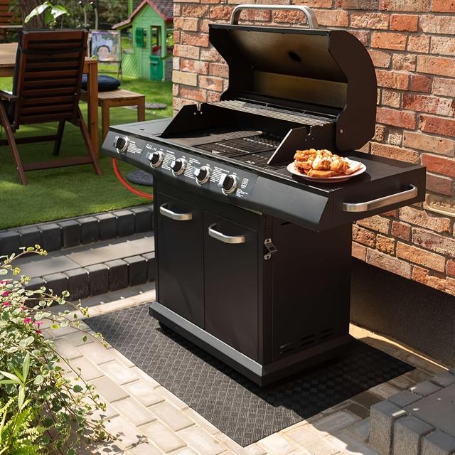 TEMU Nicoman Bbq Grill Floor Protection Mat, Outdoor Barbecue Matt, Fire Retardant, Wooden Patio Deck Artificial Grass, Size 120x80cm