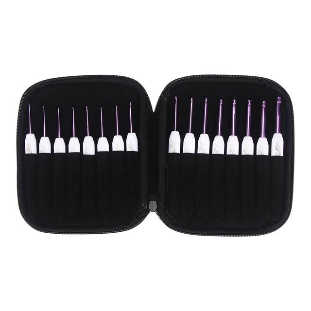 TEMU 16pcs Floral Print Single-pointed Crochet Hooks Set With Abs Plastic Handles - Includes Storage Pouch, Ideal For Knitting And Diy Crafts, Craft Supplies||durable Handles