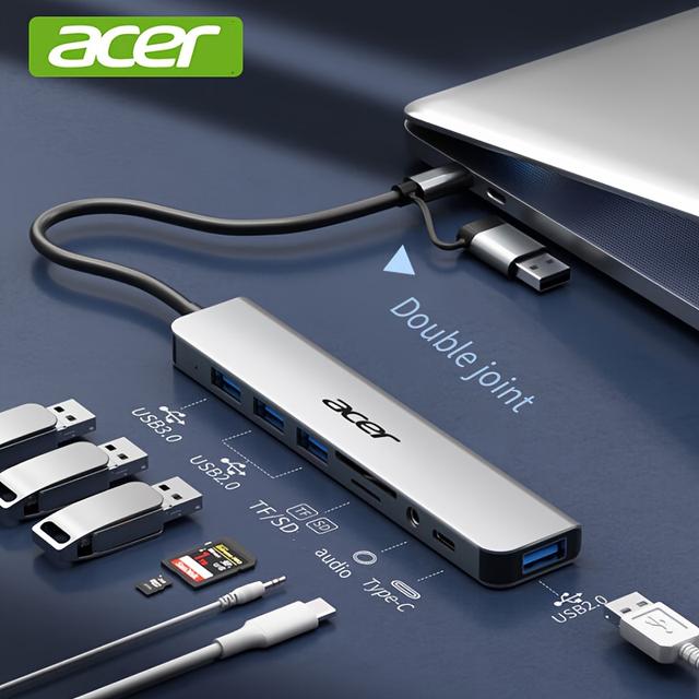 TEMU Acer Type-c Docking Station Usb 3.0 With Sd/tf Card Reader Adapter Suitable For Huawei Macbook Computers, -in-one, Model Hy41-t8 (card Reading Version)