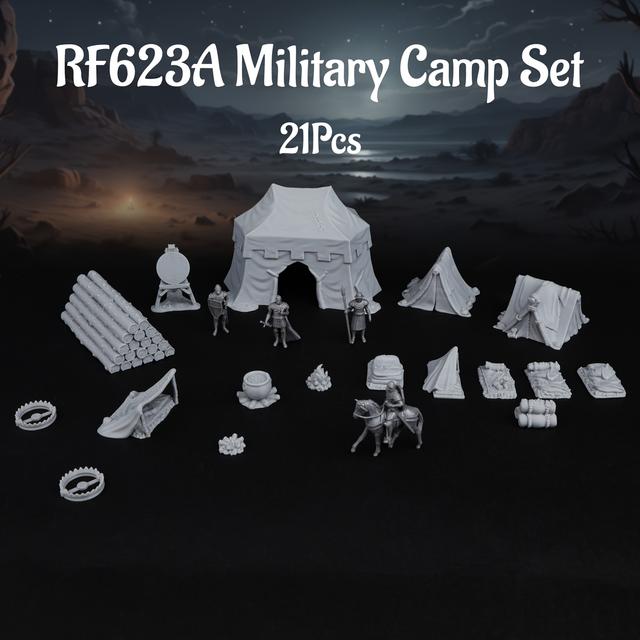 TEMU 28mm Modular Rpg Dnd Terrain Set - Military Camp, , , Watchtower And Npc Miniatures - Gift For Tabletop Rpg Accessories, Miniature Models For Strategy Enthusiasts & Collectibles