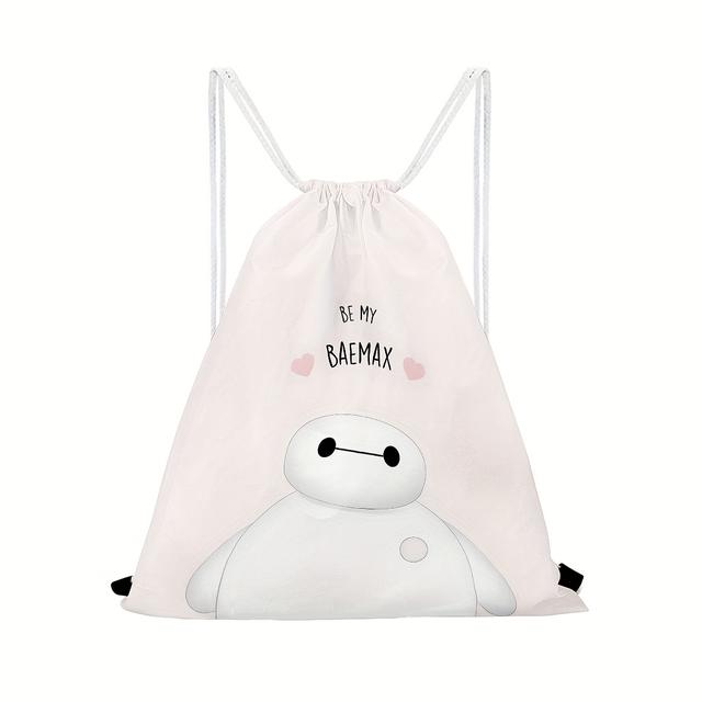 TEMU 1pc Big Hero 6 Big Bay キャラクター ライト ドロー バックパック - ポリエステル スポーツ フィットネス バッグ、ユーティリティ ポケット付き、洗濯機洗い可能、カジュアル＆用、カラー、旅行用、遊び心のあるデザイン、耐久性のある構造