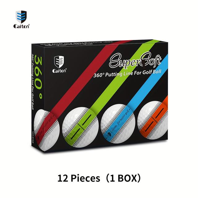 TEMU 12/24/36개 Caiton 골프 퍼팅 볼, 3층 PU 퍼팅 대회용 볼, 360° 조준 라인 퍼팅 볼, 퍼팅을 더욱 정확하고 안정적이며 자신감 있게 만드세요, Caiton