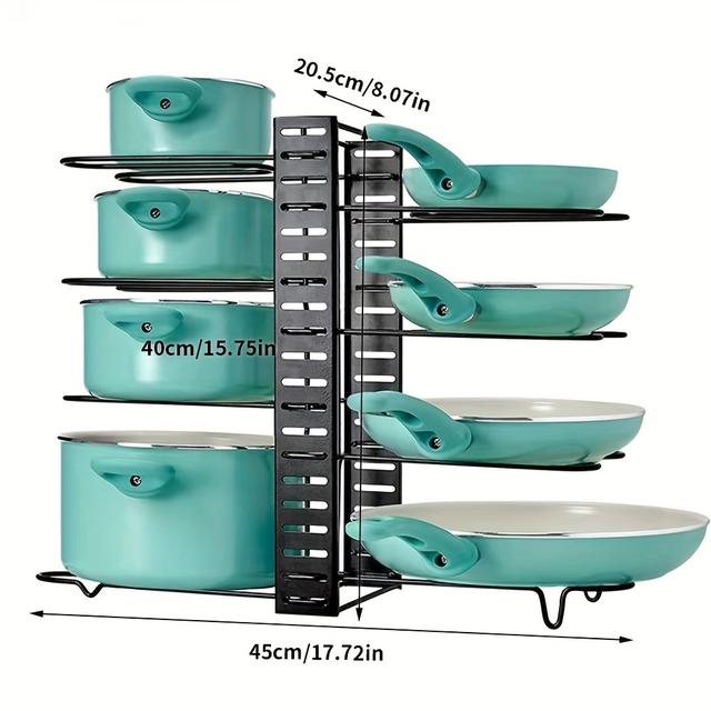 TEMU 8-tier Adjustable Kitchen Organizer - Iron Rack With 3 Diy For Under Cabinet Storage