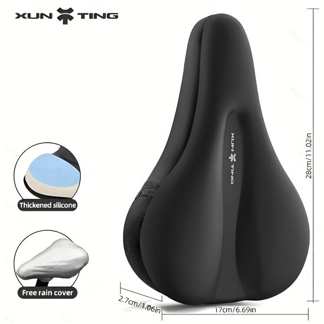 TEMU Xunting Silicone -absorbing Bicycle Seat Cover. Internal Silicone Memory Foam,anti-slip And Wear-resistant,free Rain Cover.