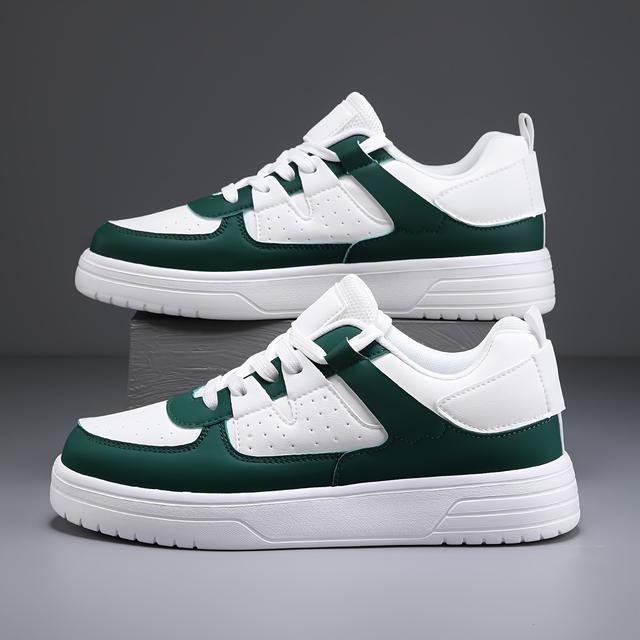 TEMU حذاء سنيكرز رجالي أنيق - أحذية كاجوال برباط، داخلي قابل للتنفس، نعل MD، جزء علوي صناعي، نعل داخلي EVA، مقدمة دائرية، غير قابل للانزلاق لجميع