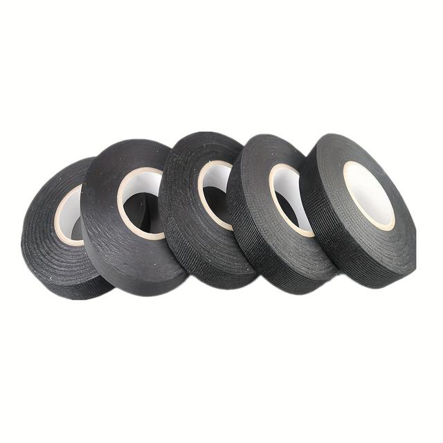 TEMU 5-pack Fabric Electrical Tape, 1.5mm Thick, Flame Retardant, Shielding, Bundling, Soundproofing, For Automotive Engine Bay, Motorcycle, Industrial Use