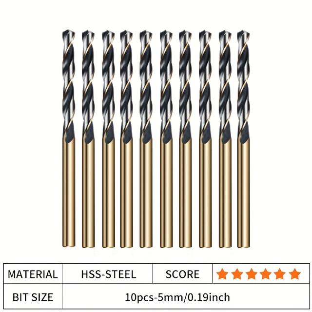 TEMU High Drill Bit Set. Twist Drill, Size 1-7.5mm, Gold, Suitable For Metal, Wood And Aluminum