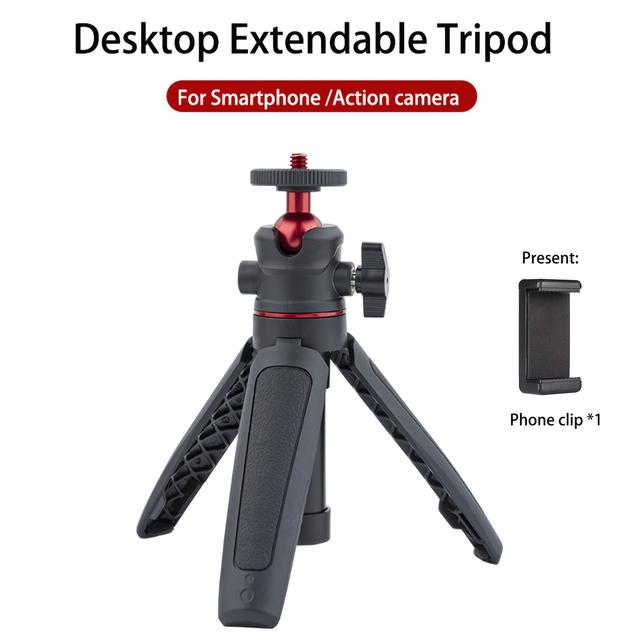 TEMU Trépied Extensible Compact à 3 Sections avec Tête Pivotante - Support de Bureau Portable pour Smartphones, Appareils Photo & Streaming en Direct