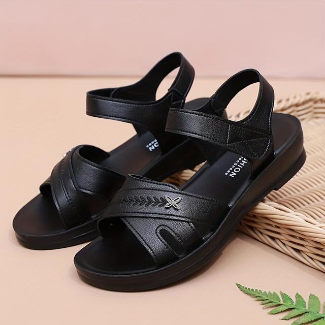 TEMU 2026 New Style Sandals For Outdoor Use, Soft Sole, Comfortable For Middle-aged And Elderly Women, Flat, Non-slip Summer Shoes., Women Shoes