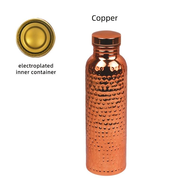 TEMU Electroplated Copper/golden 304 Stainless Steel Textured Tumbler, 800ml, Lightweight & Portable With Cleaning Brush