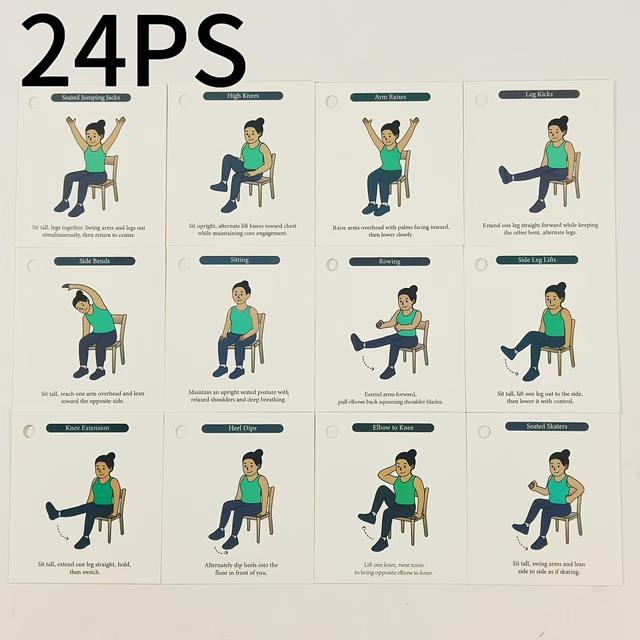TEMU Beginner-friendly Chair Yoga Card Set Suitable For Seniors & - 12 Home Stretching Poses With Safe Gentle Exercise, Edition For Chair Yoga Classes, Therapists, Caregivers, Home Workouts