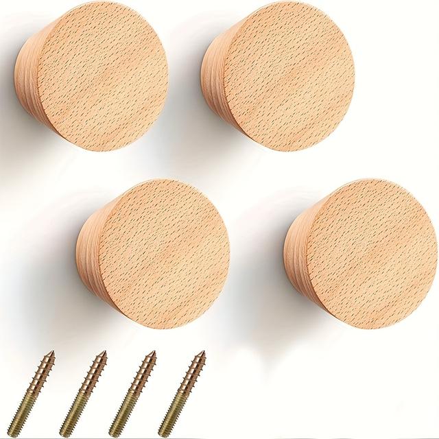 TEMU Juego de 4 ganchos de madera para pared, perchero de resistencia para batas y sombreros, perchero moderno artesanal de un solo nivel, toallero decorativo de ganchos de madera