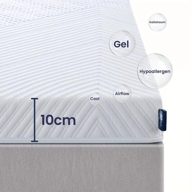 TEMU BedStory Madrassöverdrag, H2 & H3 Dubbellagrad Fasthet, 10 cm Tjockt Andningsbart Gelkomfort Kallskum med Avtagbar Övertäckning - Vit, Luftig och