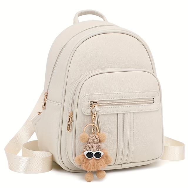 TEMU Mini Rucksack aus PU für Damen, inklusive kostenlosen, niedlichen Charms, mit verstellbarem Riemen, mehreren Fächern und ist leicht - Ideal für Reisen, Schule, Ausflüge und ein tolles Geschenk