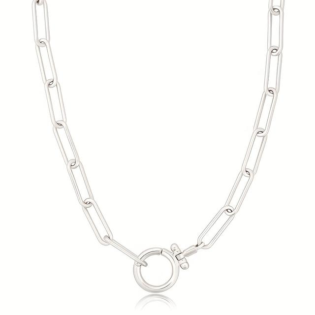 TEMU 925 Sterling Silver Solid Cut Paperclip Chain Necklace, Adjustable Chain, Unique Circle , Perfect For Valentine's Day, Christmas, Anniversaries, Celebrations, , With A Boutique Gift Box